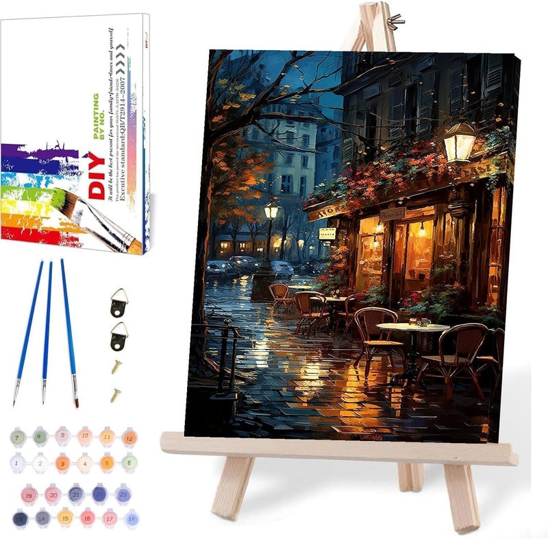 MIRCVSH Paint by Numbers for Adults with Framed Canvas,Paint by Numbers Kits with Wooden Easel Drawing Paintwork ,DIY Acrylic Oil Painting Kits with Brushes Nice Gift Box for Home Wall Decor(12x16 Inch) - Image 1
